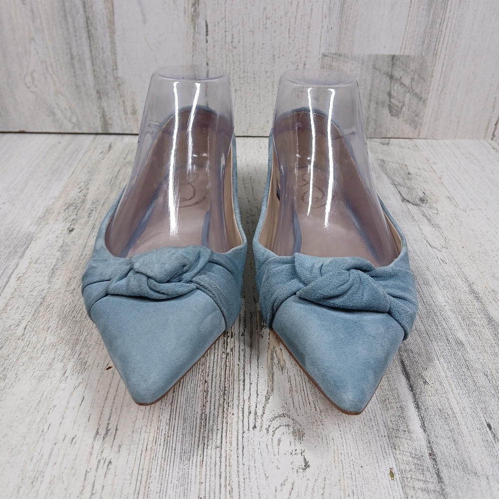 Sam Edelman Wheaton Pointed Toe Suede Bow Flats Pointed Toe Aspen Sky - Picture 4 of 8